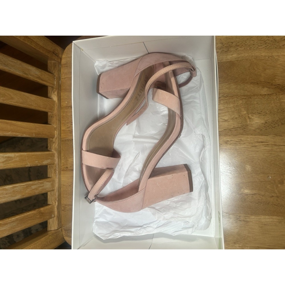 Schutz Forby Rose Pink Suede Chunky Heels size 7 B